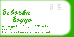 biborka bogyo business card